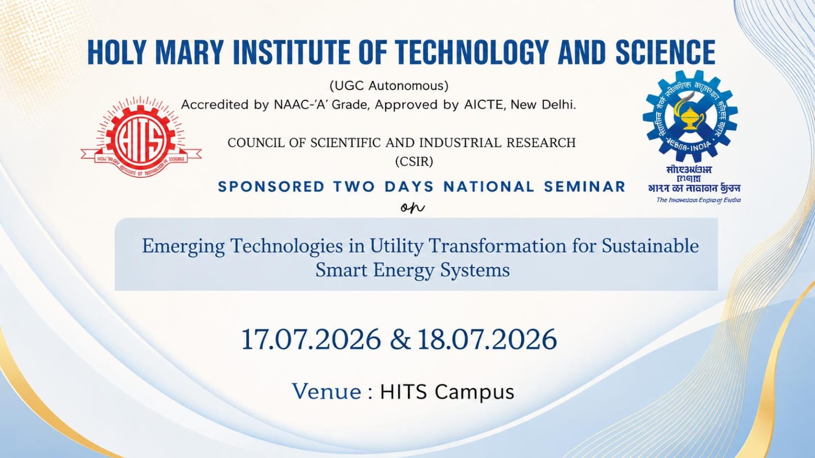 Emerging Technologies in Utility Transformation for Sustainable Smart Energy Systems ETUTS-26 Seminar Poster 